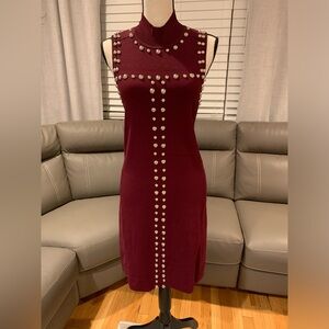 Burgundy inc concepts dress with studded design